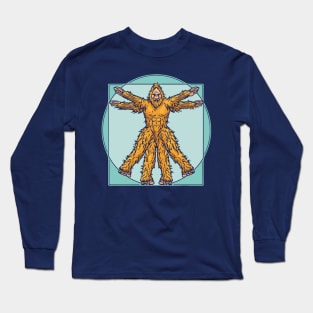 Vitruvian Bigfoot Funny Leonardo da Vinci Sasquatch Vintage Long Sleeve T-Shirt